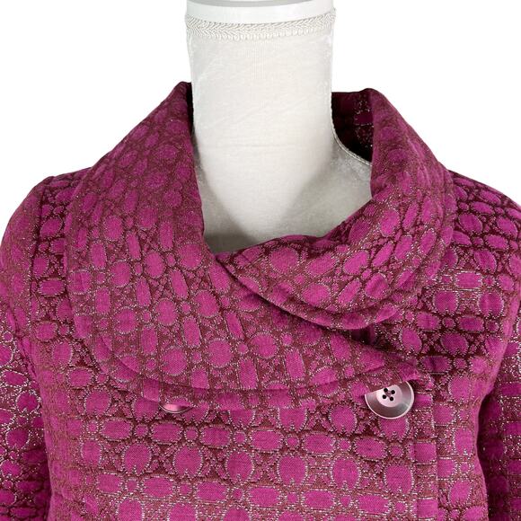 Isaac Mizrahi Target Blazer 10 Scarlet Bloom Crop Pockets Textured New - Picture 3 of 12